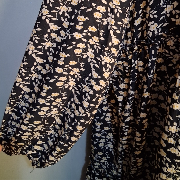 Hayden Los Angeles Elegant Black and White Floral Dress 2XL Cottagecore Tiered - Picture 6 of 15